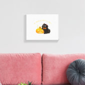 Pompoen Spice Vibes, Halloween, zwarte kat, pompoe Canvas Afdruk (Insitu (Woonkamer))