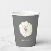 Pompoen Spice Waterverf Wit & Grijs Chia Latte Papieren Bekers (Achterkant)