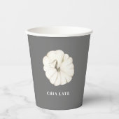 Pompoen Spice Waterverf Wit & Grijs Chia Latte Papieren Bekers (Voorkant)