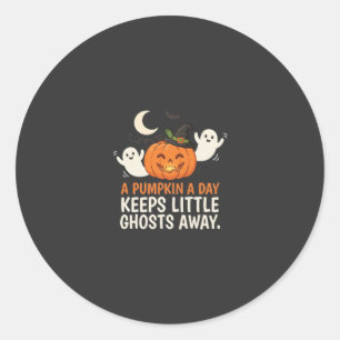 Pompoen Spook Halloween Citaat Ontwerp_1 Ronde Sticker