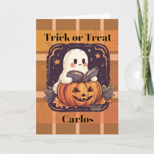 Pompoen Spook Truc of Behandeling Halloween Snoep Kaart
