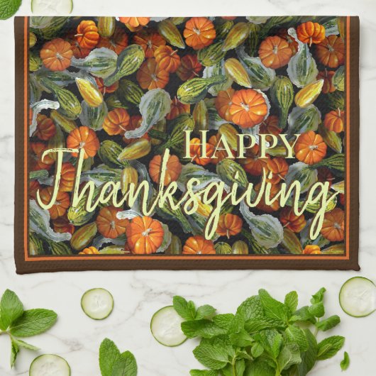 Pompoen, Squash Herfst Oogst Keuken Handdoek (Gevouwen)