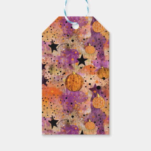 Pompoen Stippen Sterren Boho Abstract Patroon Hall Cadeaulabel (Voorkant)