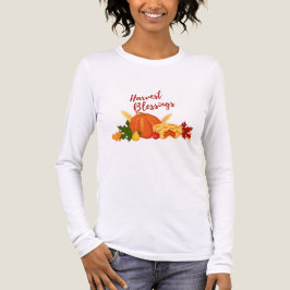 Pompoen, taart, bladeren en "Harvest Blessings Tri-Blend Shirt