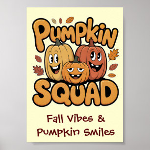 Pompoen Team Lief Retro Cartoon Herfst Halloween Poster