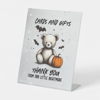 Pompoen Teddy Baby shower Reclamebord Met Voetstuk