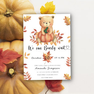 Pompoen Teddybeer Herfst Babyshower Kaart
