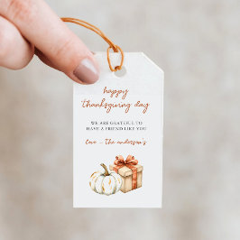 Pompoen Thanksgiving Dag Gift Labels Cadeaulabel