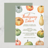 Pompoen Thanksgiving Fest Diner Waterverf Kaart (Voorkant / Achterkant)