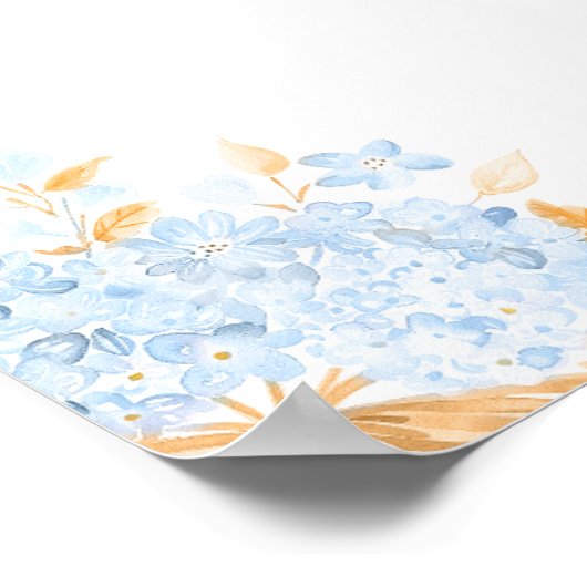 Pompoen Toile Crest Elegant Boy Baby shower Poster (Hoek)