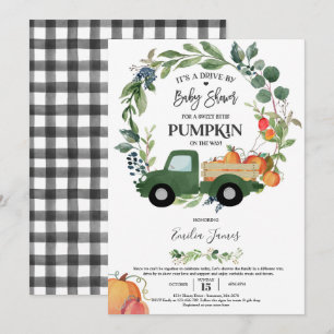 Pompoen Truck Geslachtsneutrale Herfst Baby shower Kaart