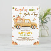 Pompoen Truck Verjaardagsfeestje Herfst Pompoen Ve Kaart (Staand voorkant)