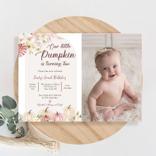 Pompoen Tweede Verjaardag Onze Kleine Pompoen Foto Kaart