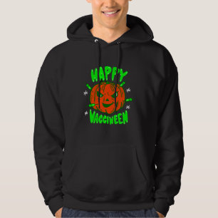 pompoen van een covid halloween vaccin hoodie