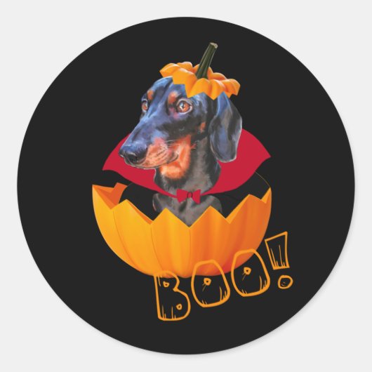 Pompoen van hondshond ronde sticker (Voorkant)