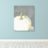 Pompoen van witte herfst canvas afdruk (Insitu (Houten vloer))