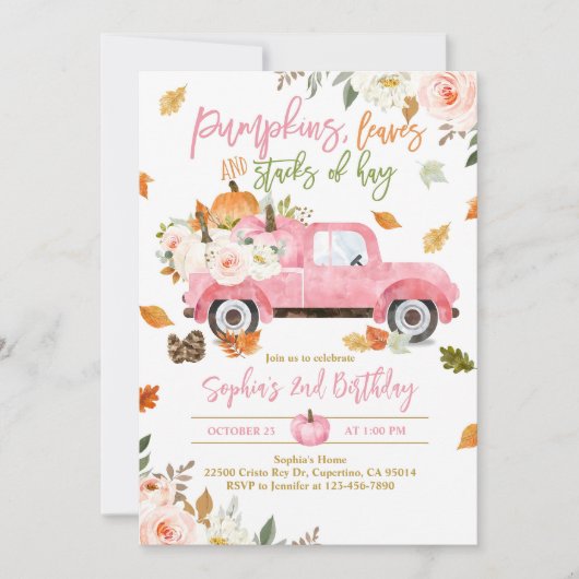 Pompoen Verjaardag Uitnodiging Herfst Pompoen Truc (Voorkant)