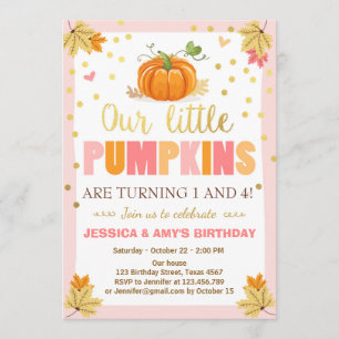 Pompoen Verjaardag uitnodiging Roze Twin Joint Dua