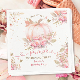 Pompoen Verjaardagsmeisje Roze Goud Moderne Herfst Servet