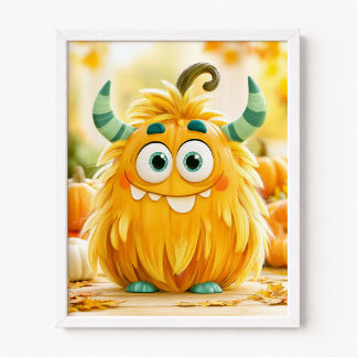 Pompoen Vermomd als een Fluffig Monster Poster