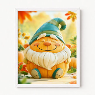 Pompoen Vermomd als Tuinkabouter Poster