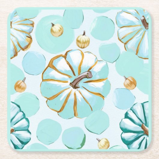 pompoen vierkante kartonnen onderzetter (Voorkant)