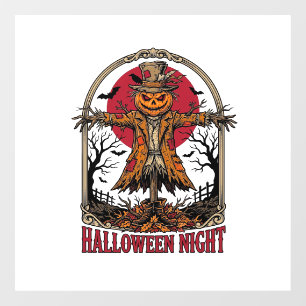 Pompoen Vogelverschrikker Halloween Vintage Gravur Raamsticker
