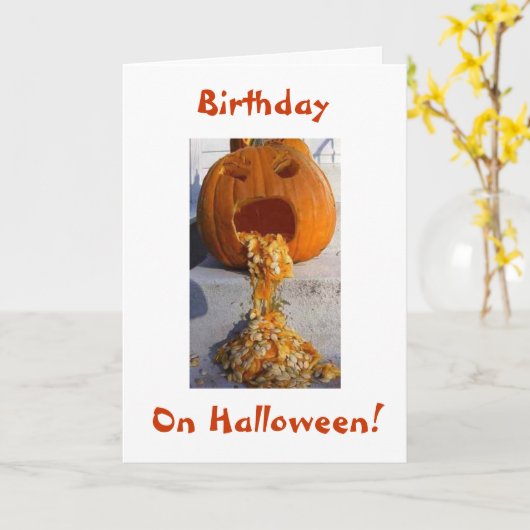 POMPOEN VOOR EEN LEUKE HALLOWEEN VERJAARDAG KAART (Gele Bloem)