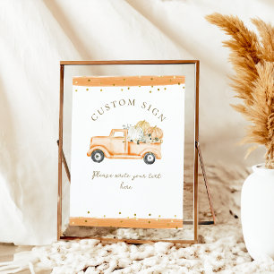 Pompoen Vrachtwagen Modern Herfst Baby shower Cust Poster
