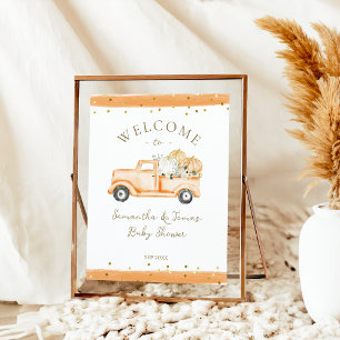 Pompoen Vrachtwagen Modern Herfst Baby shower Poster