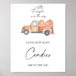 Pompoen vrachtwagen - raad hoeveel snoep Poster