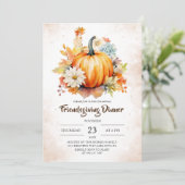 Pompoen Vriendschap Diner Bloemen Waterverf Kaart (Staand voorkant)