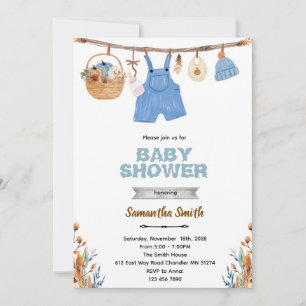 Pompoen waslijn jongen baby shower uitnodiging