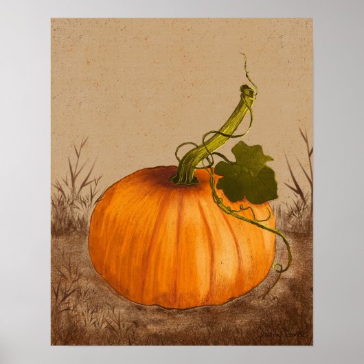 pompoen Waterverf kunst Poster (Voorkant)