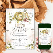 Pompoen Waterverf Thanksgiving Diner Kaart