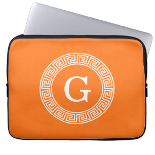 Pompoen What Grieks Sleutel Rnd Lijst Initiaal Mon Laptop Sleeve