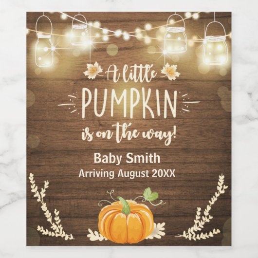 Pompoen Wijnlabel Zwangerschap onthullen Herfst Ru Wijn Etiket (Enkel label)