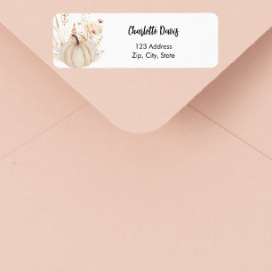 Pompoen wilde bloem roze beige retouradres etiket
