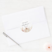 Pompoen wilde bloemen perzik baby shower ronde sticker (Envelop)