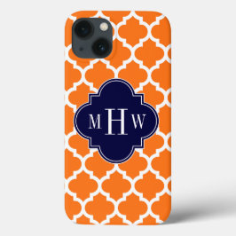 Pompoen Wit Marokkaans #5 Navy 3 Initieel Monogram iPhone 13 Hoesje