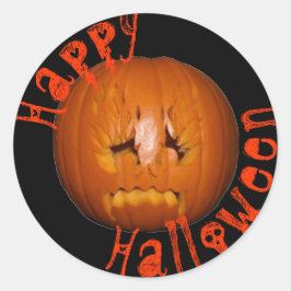 Pompoen, zadelijke vlammen ronde sticker