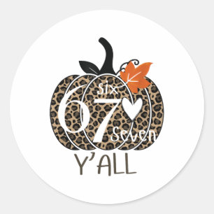 Pompoen Zes Zeven Y'all 67 Grappige Meme Nummer Ronde Sticker