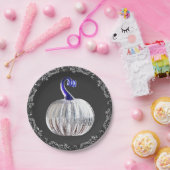 Pompoen zilver glas blauw herfst elegant  papieren bordje (Feest)