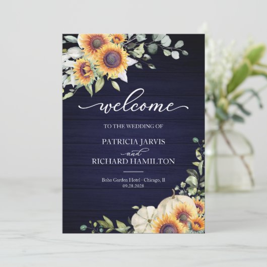 Pompoen Zonnebloem Fall Wedding Ceremony Programma (Staand voorkant)