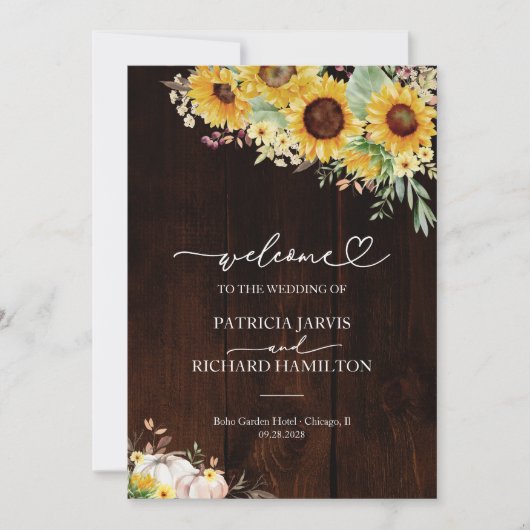 Pompoen Zonnebloem Fall Wedding Ceremony Programma (Voorkant)