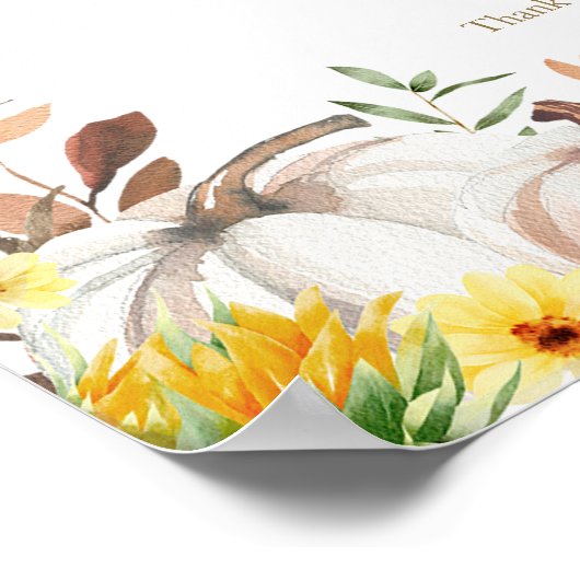 Pompoen Zonnebloem Fall Wedding Program Sign Poster (Hoek)