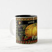 pompoenafdrukken tweekleurige koffiemok (Voorkant links)