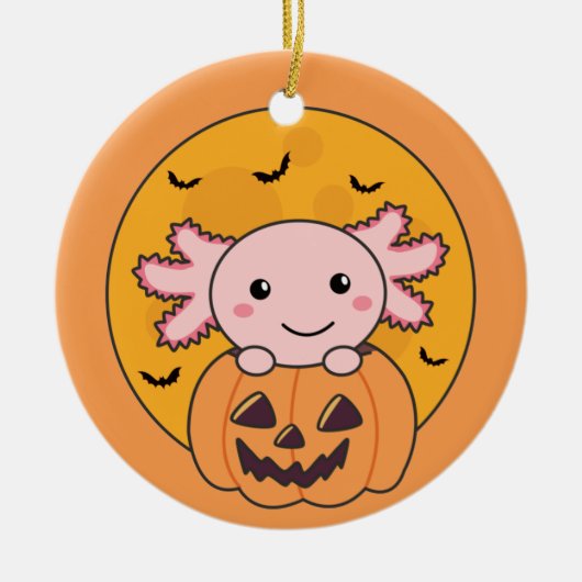 Pompoenas-lotl overvalt zoete dieren voor Hallowee Keramisch Ornament (Voorkant)