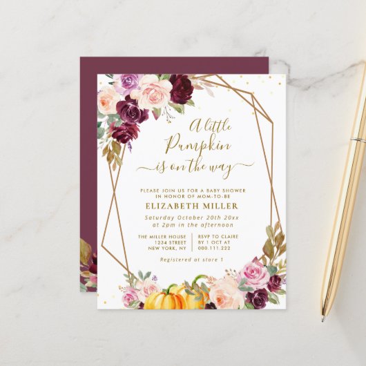 Pompoenbessen baby shower (Voorkant / Achterkant in situ)