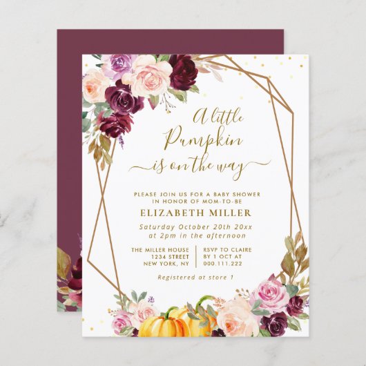 Pompoenbessen baby shower (Voorkant / Achterkant)